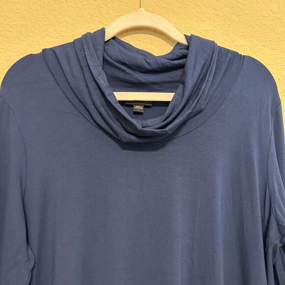 J. Jill Wearever Jersey Knit Cowl Neck Tunic Top Womens Large Navy Blue Stretch - Picture 4 of 7